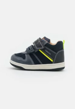 Geox NEW FLICK BOY - Baskets Montantes - Navy/fluo Yellow