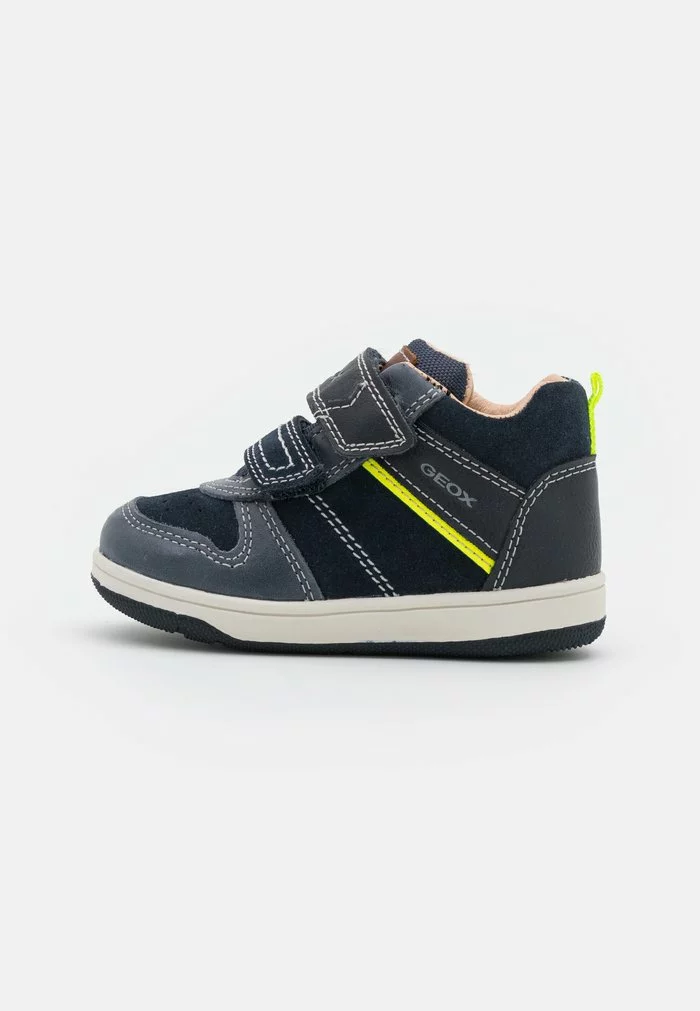 Geox NEW FLICK BOY - Baskets Montantes - Navy/fluo Yellow