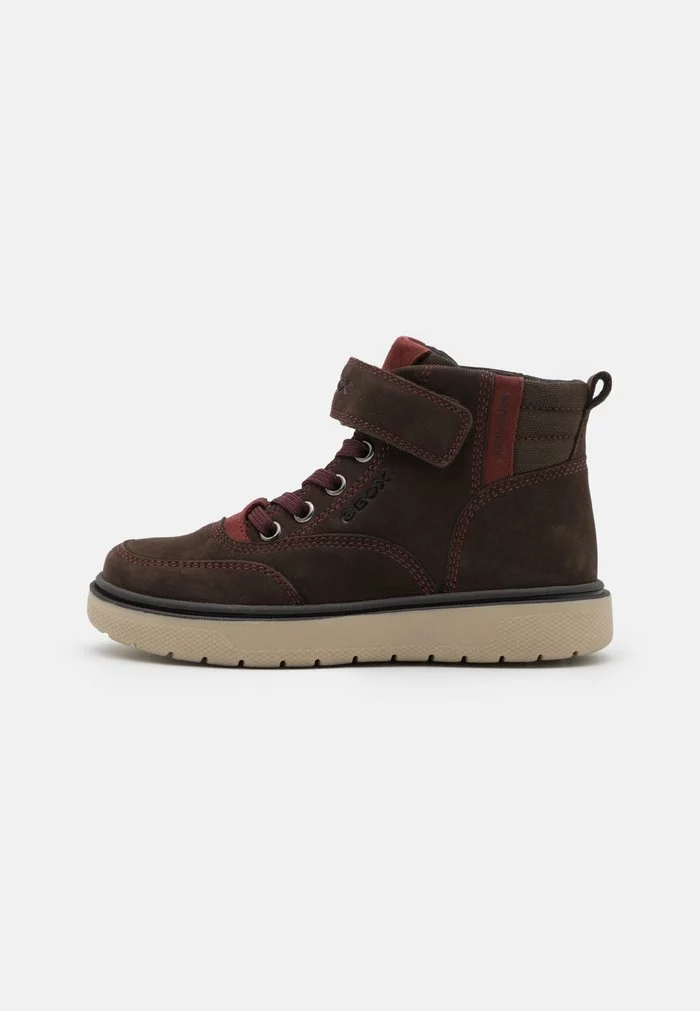 Geox RIDDOCK BOY WPF - Bottines à Lacets - Coffee/bordeaux