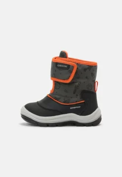 Geox FLANFIL BOY - Bottes De Neige - Black/fluo Orange