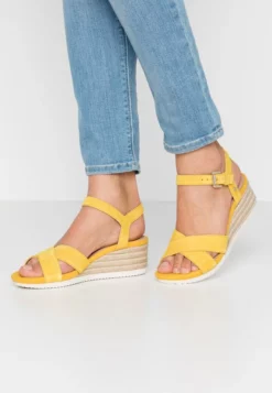 Geox ISCHIA CORDA - Sandales Compensées - Light Yellow