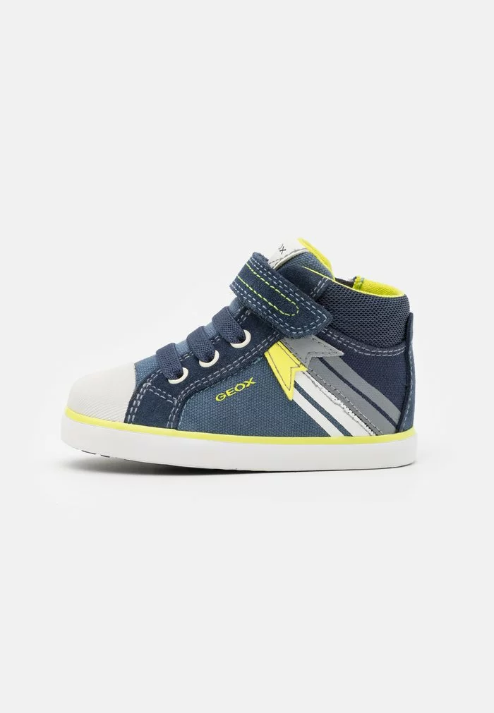 Geox KILWI BOY - Chaussures Premiers Pas - Navy/fluo Yellow