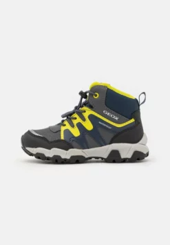 Geox MAGNETAR BOY WPF - Bottines à Lacets - Dark Grey/lime