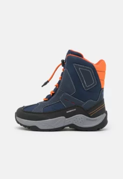 Geox SENTIERO BOY WPF - Bottes De Neige - Navy/orange